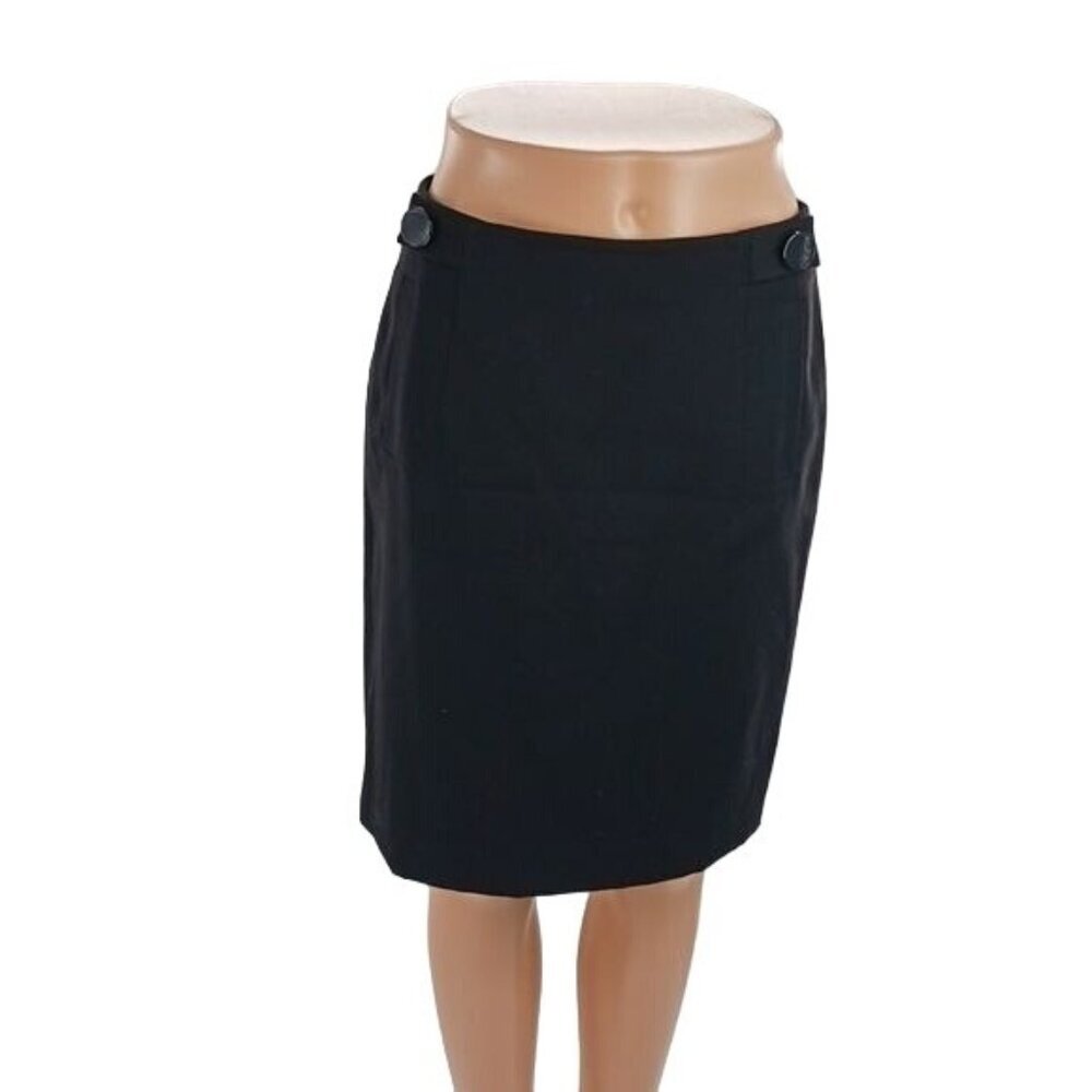 Ann Taylor Black Pencil Skirt Womens Size 2 Career Office Workwear Classic Wool